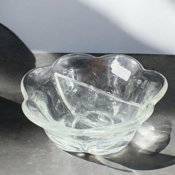 VTG Duncan Miller Glass Co Clear Divided Dish Bowl Footed Vintage Glass Decor - Picture 1 of 15